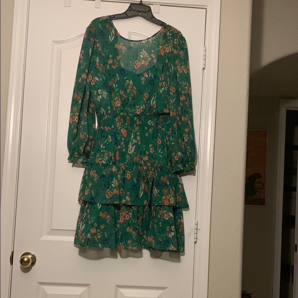 Eliza J Green Floral Midi Dress